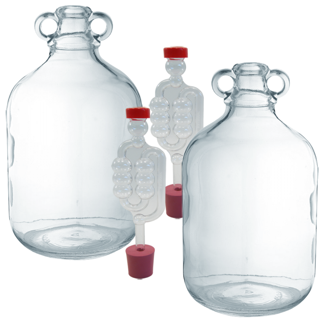 2 X Glass 1 Gallon Demijohns Including Bungs And Airlocks The